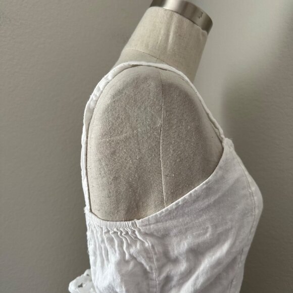 Modamalfi A Line Mini Dresses Scoop Neck Sleeveless Minimalist White Linen Sz S - Picture 5 of 10